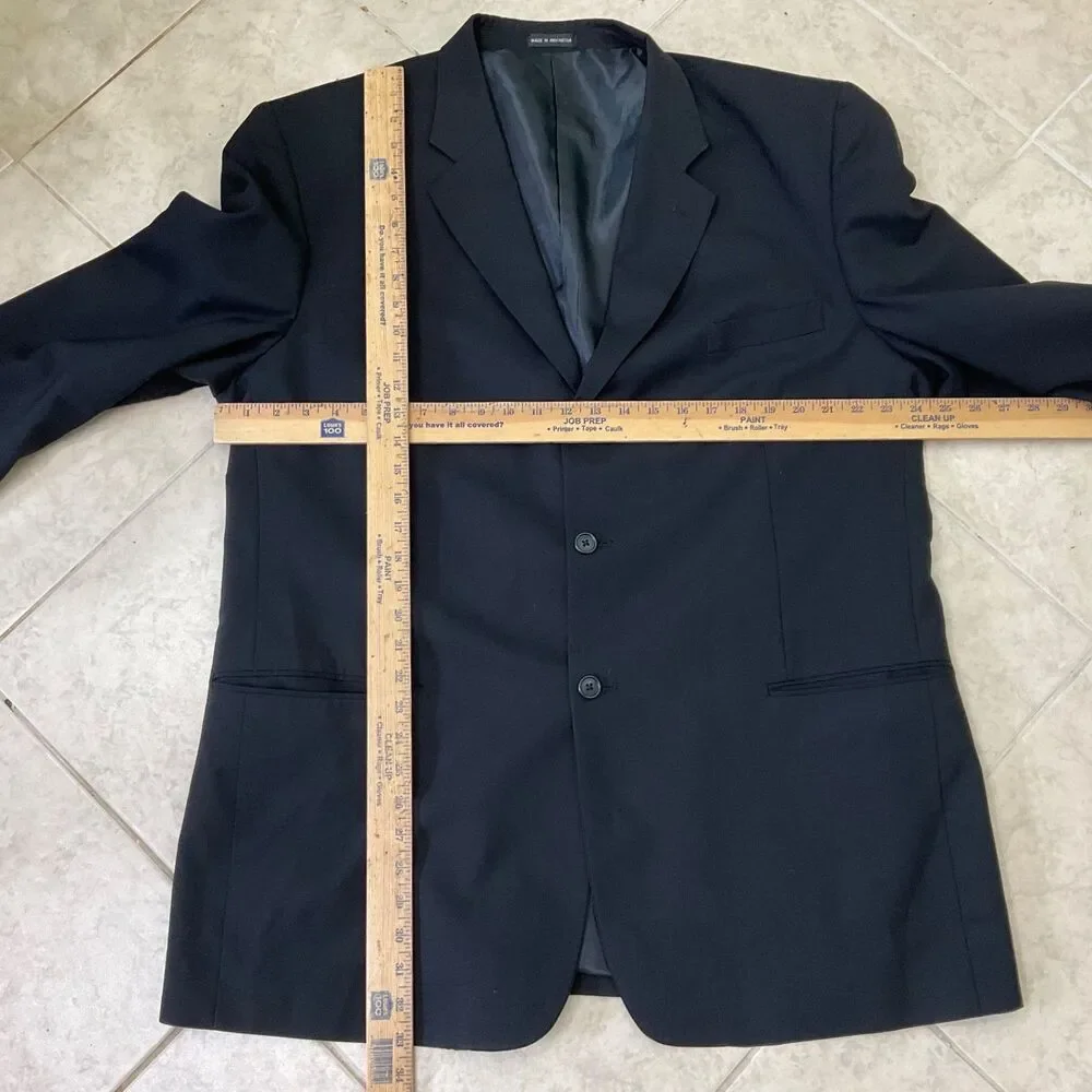 Gianco Polo  Blazer Mens 48L Super 140s Wool Suit Jacket Only Black 3 Button